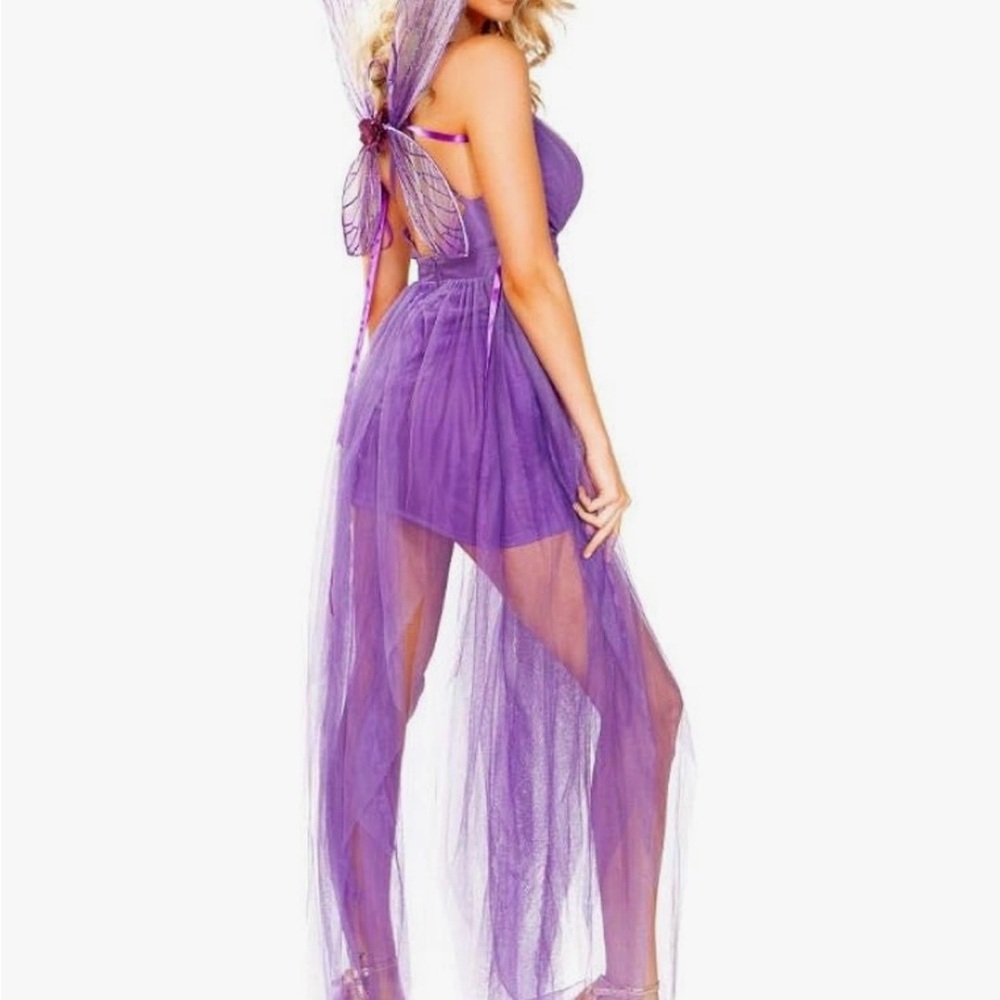 Roma Elegant Purple women’s High Low Dress with wings‎ - Picture 2 of 10